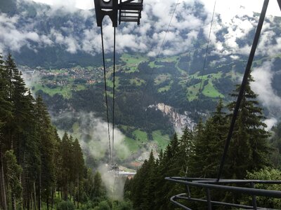 Cable car in swiss alps photo