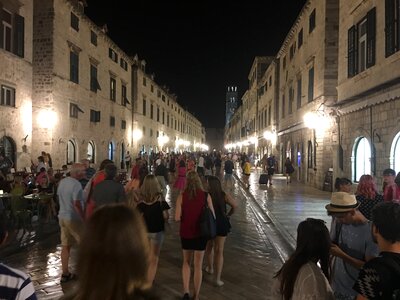 Night life on the street of Split in Croatia photo
