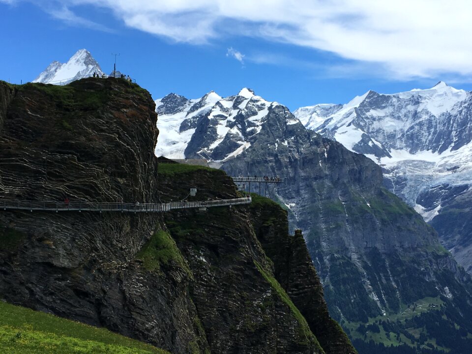 Trekking trail along the mer de glace in Chamonix Mont Blanc