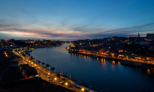 Evening city of Porto in Portugal photo