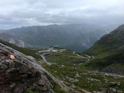 The trail to Troll's Tongue rock in Hordaland county Norway