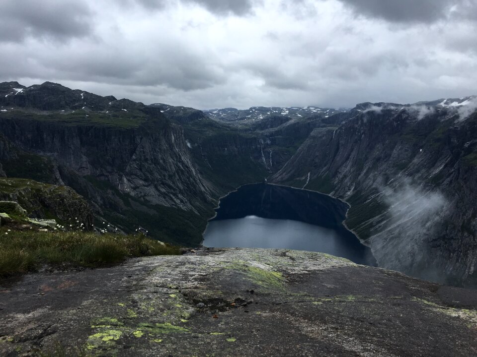 The trail to Troll's Tongue rock in Hordaland county Norway