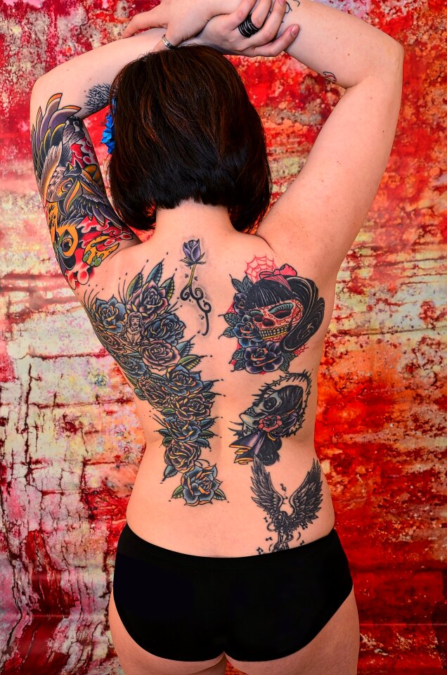 Back tattoo of a woman