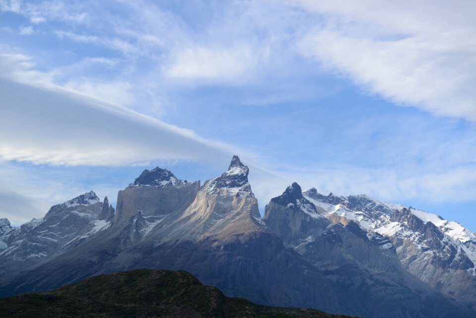 Majestic peaks of Los Kuernos over Lake Pehoe