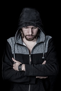 The young man european hood