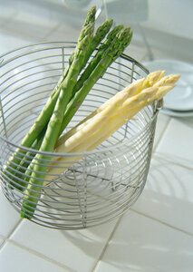 Bunch of green white asparagus