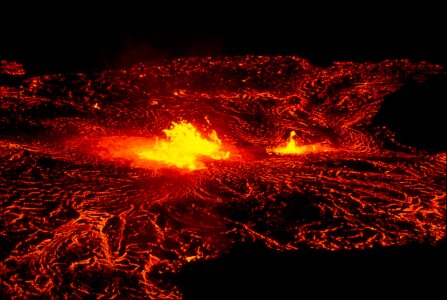 A lava flow emerges