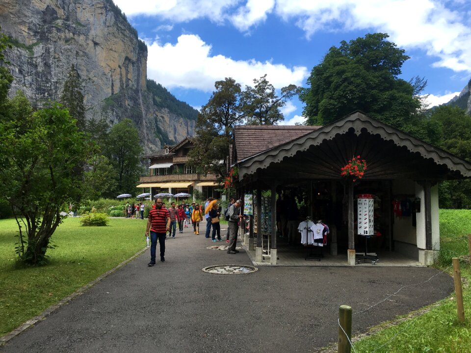 Lauterbrunnen valley with gorgeous waterfall and Swiss Alps