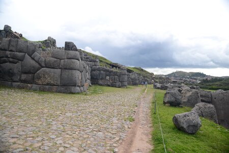 Stonework of the walls of Sacsayhuaman, in Cusco, Peru photo