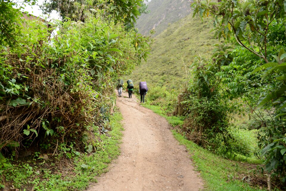 Inca porters to carry tourists luggage and camping facilities