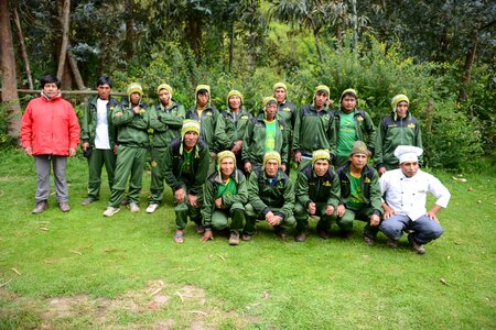 Inca porters to carry tourists luggage and camping facilities