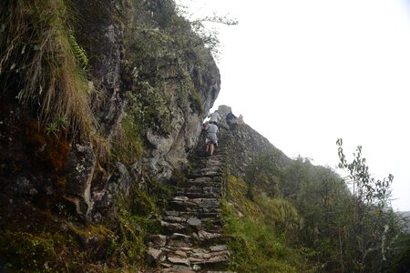 Tourists hiking the Inca Classic Trail in Peru