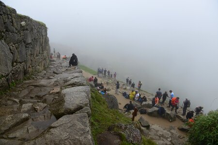 Tourists hiking the Inca Classic Trail in Peru