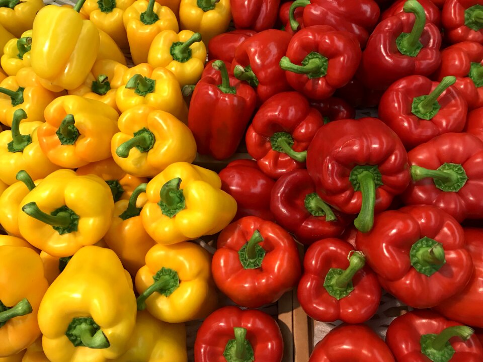 Colorful red and yellow peppers paprika background