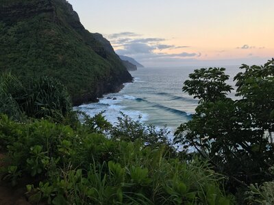 Beautiful views on the Kalalau trail along the Na Pali coastline photo