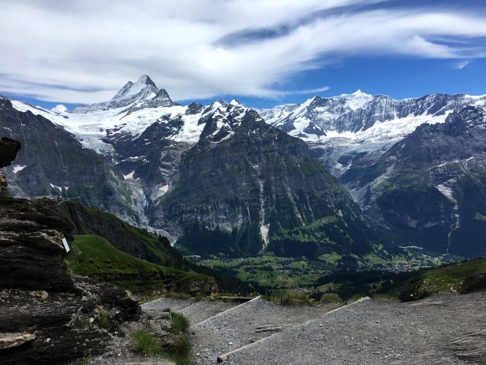 Trekking trail along the mer de glace in Chamonix Mont Blanc