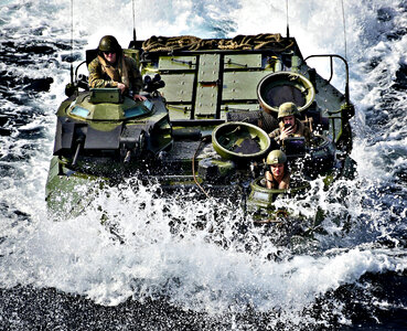 A U.S. Marine Corps amphibious vehicle