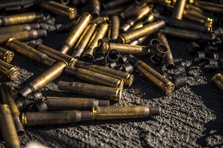 Used empty old bullet cartridges photo