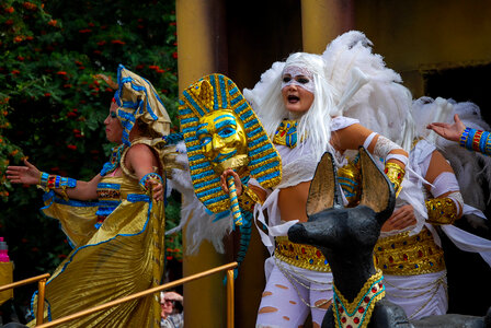 Unknown woman dancing samba on the street