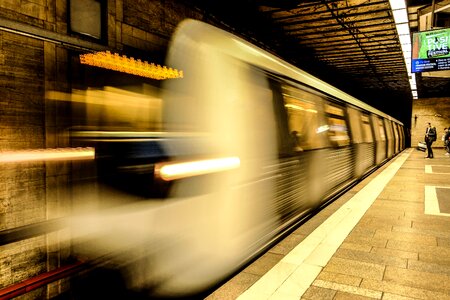 Subway tunnel with Motion blur of a city photo