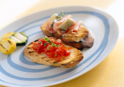 Close up of fresh sandwich with ham, bacon,tomatoes, photo