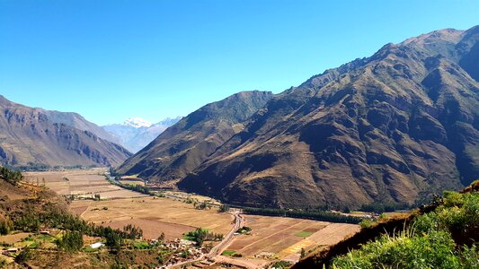 Aerial view of Ollantaytambo, Sacred Valley of Incas, Peru