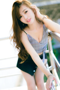 Portrait of beautiful asian chinese brunette woman photo