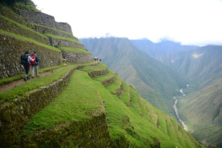 hiker walking famous Inca trail Peru Machu Picchu photo