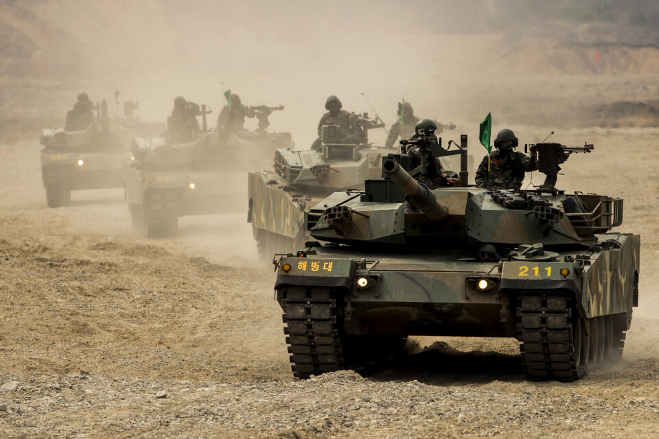 Republic of Korea ROK Tanks with Marine Division army korean