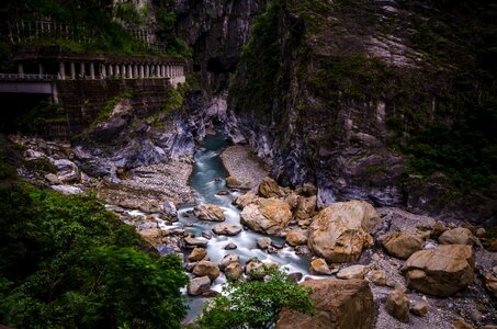 Taroko national park with river and rock in Taiwan photo