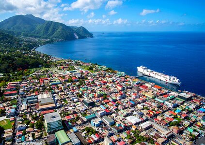 Caribbean city Roseau on the island of Dominica photo