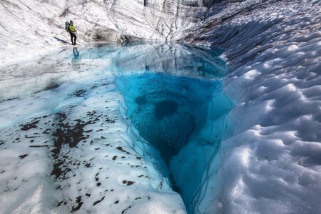 Backpackers Exploring a pool