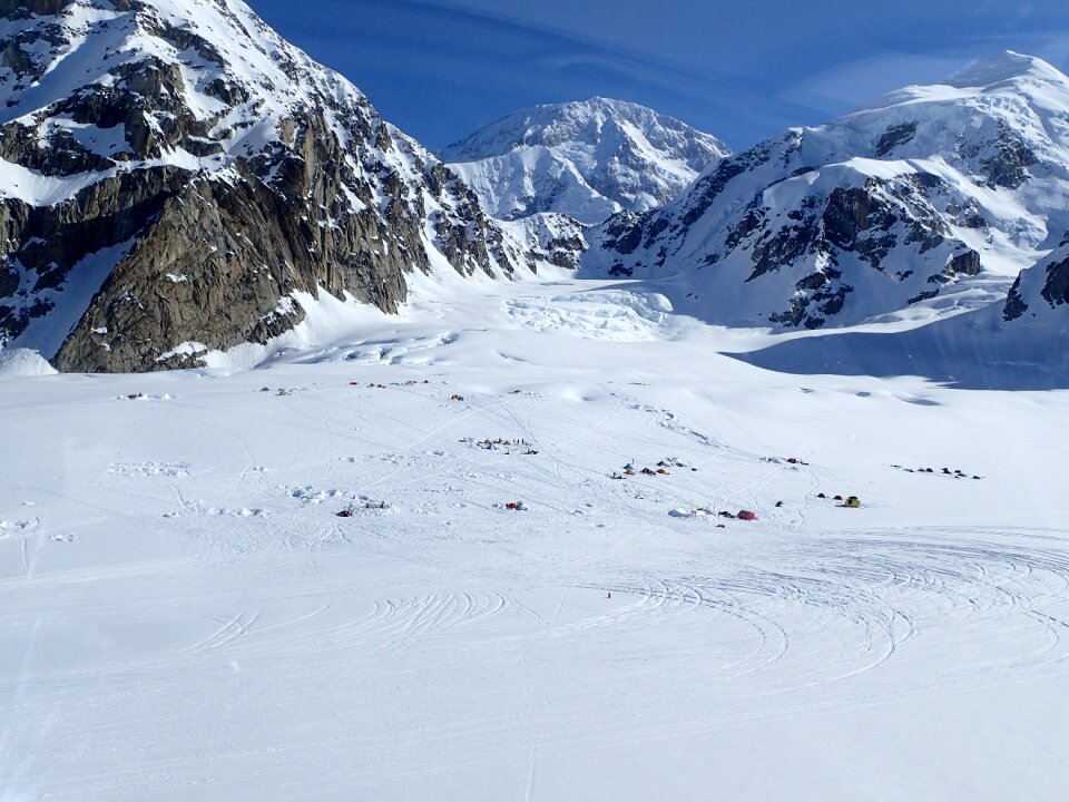 Base camp with Mount Foraker in Denali National Park