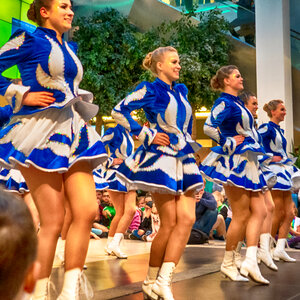 Group of cheerleaders in action photo