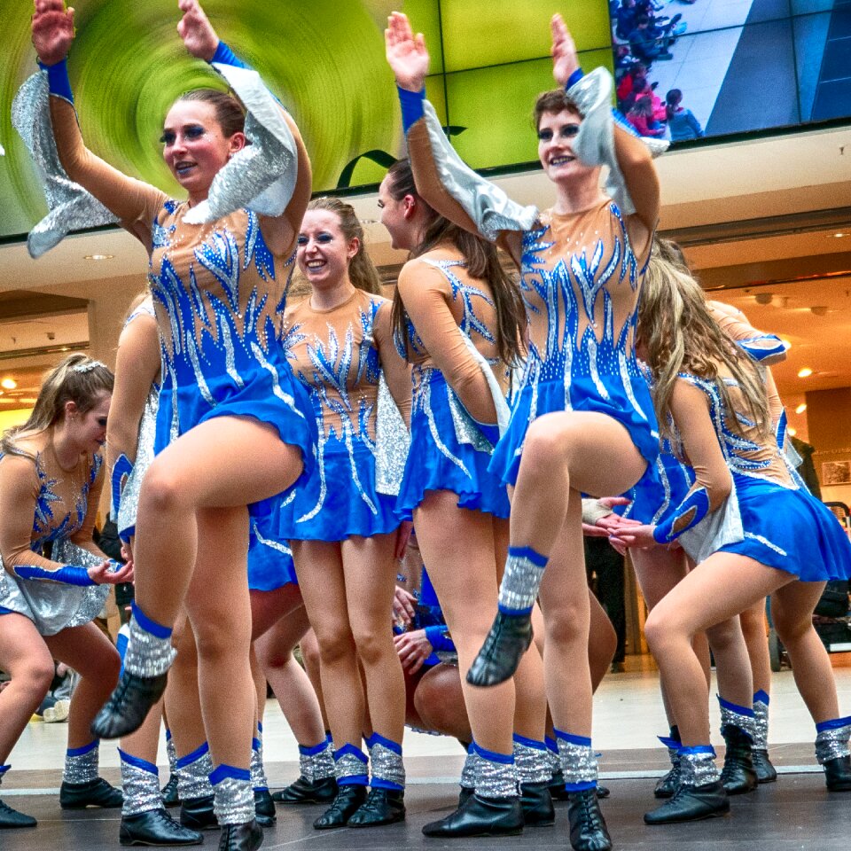 Group of cheerleaders in action