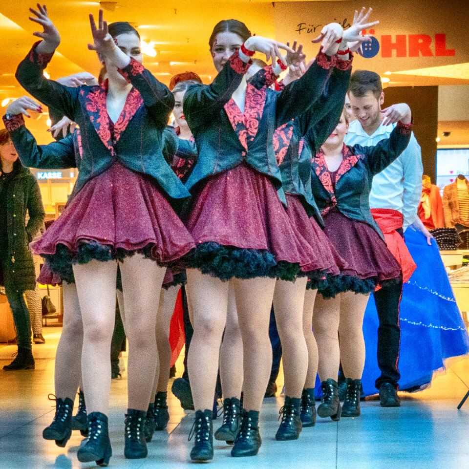 Group of cheerleaders in action photo