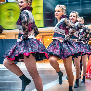 Group of cheerleaders in action photo