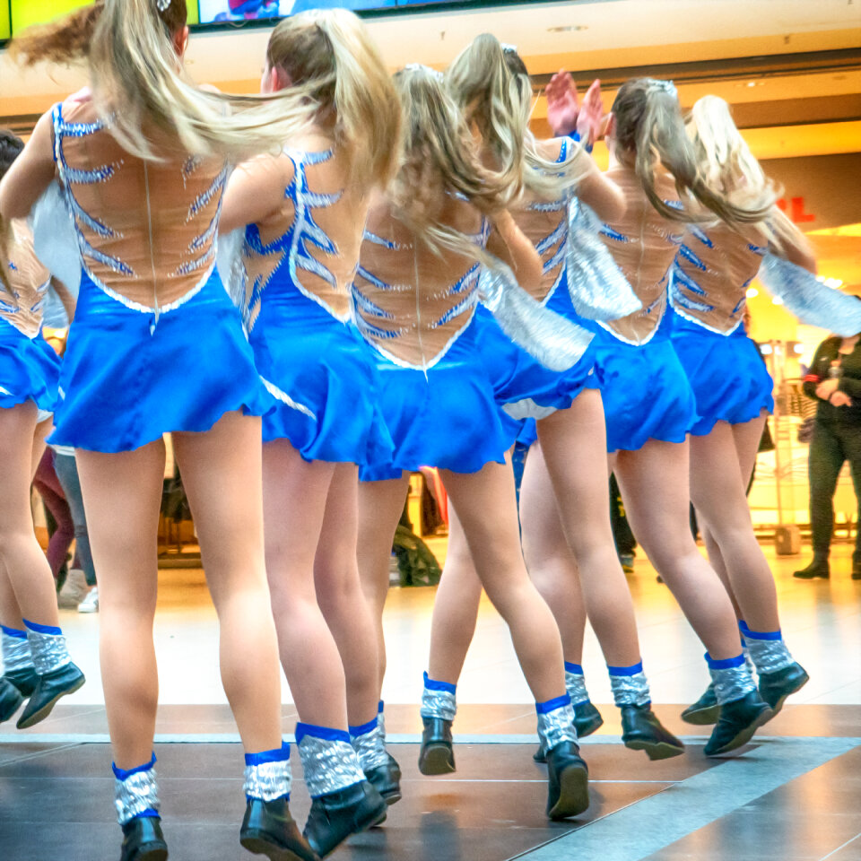 Group of cheerleaders in action