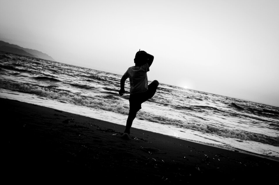 sunset beach child