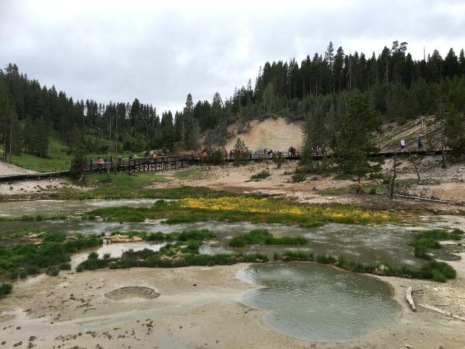 A thunderstorm dumps rain in Yellowstone National Park