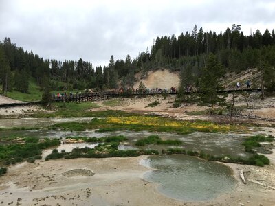 A thunderstorm dumps rain in Yellowstone National Park
