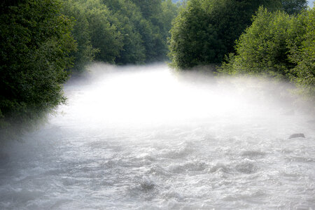 Water flood on river after heavy rain