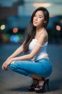 Portrait Of Young Smiling Sexy Beautiful Woman photo