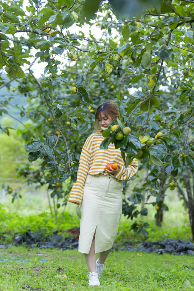 Pretty Asian Girl In wild flowers garden