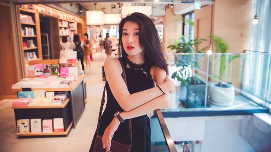 Fashion model portrait. beautiful young Asian woman photo