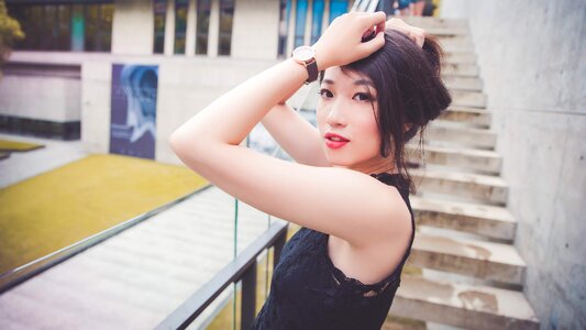 Fashion model portrait. beautiful young Asian woman photo