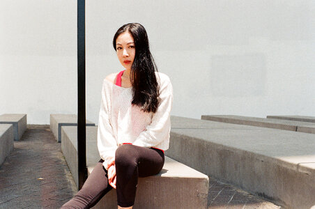 outdoor portrait of a beautiful Asian woman photo