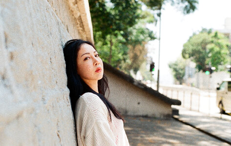 outdoor portrait of a beautiful Asian woman photo