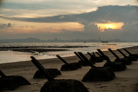 Xiamen skyline view at sunset