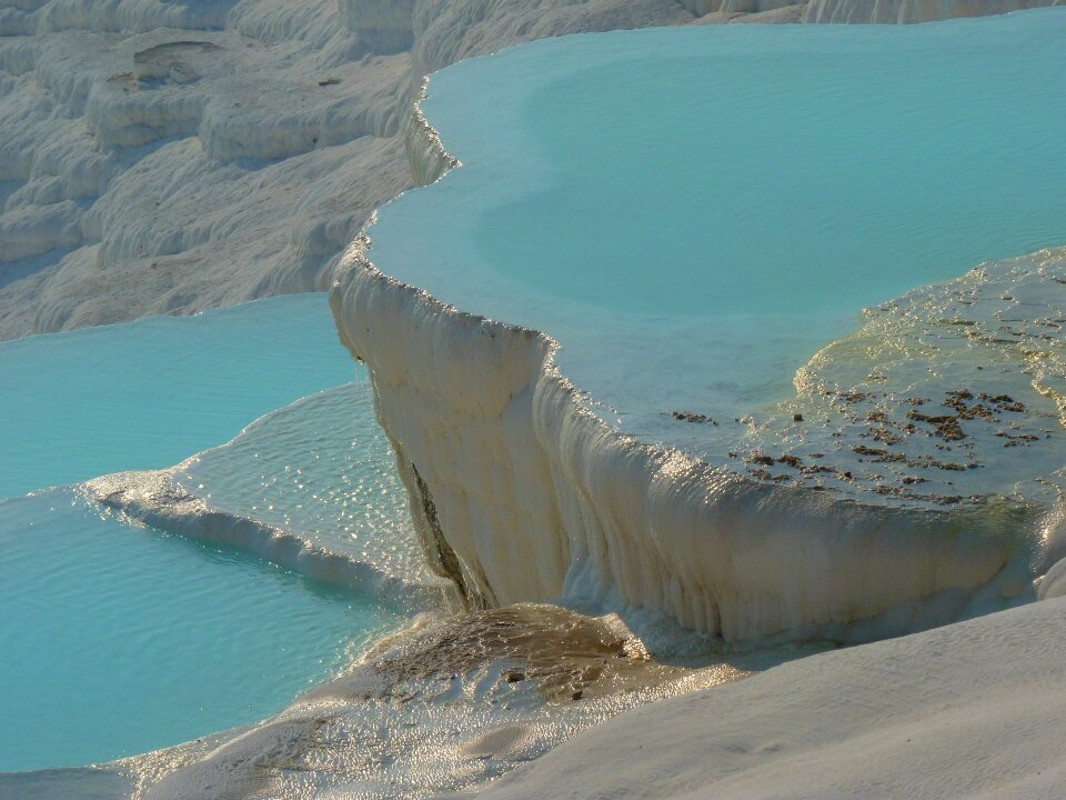 The enchanting pools of Pamukkale in Turkey. Pamukkale hot spring